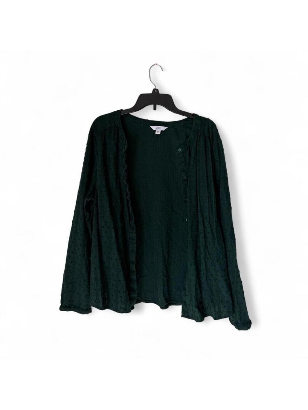 Croft & Barrow green blouse button up front long sleeves XXL womens